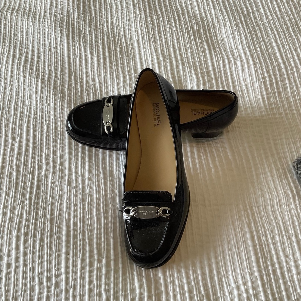 Michael Kors Black Loafers with Silver Accents